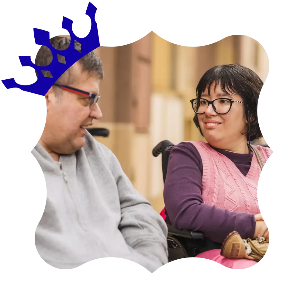Two disabled friends talking